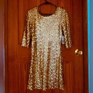 Gold Sequin Mini Dress - NWT